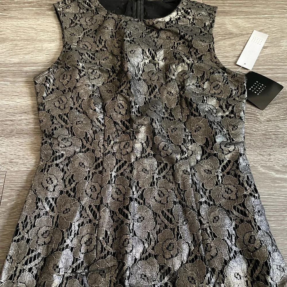 NWT White House Black Market gold/black lace dress - Picture 3 of 7